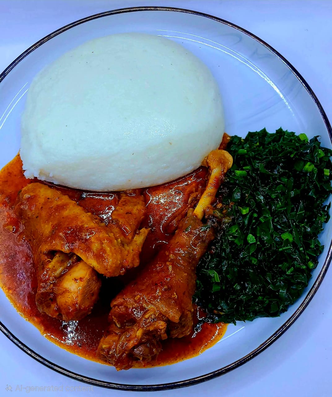 Chicken drumsticks in red sauce with nsima