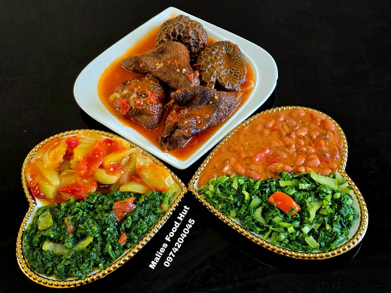 Tripe stew with relish sides
